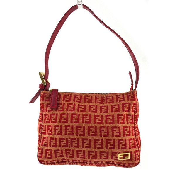 FENDI Handbag Zucchino Canvas ~ Leather Auth USED T19870 - Picture 1 of 7
